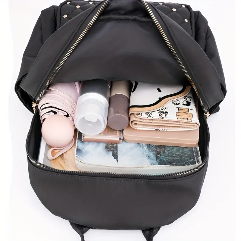 Argyle Rivets Travel Daypack Stylish & Casual Leisure Backpack for Women