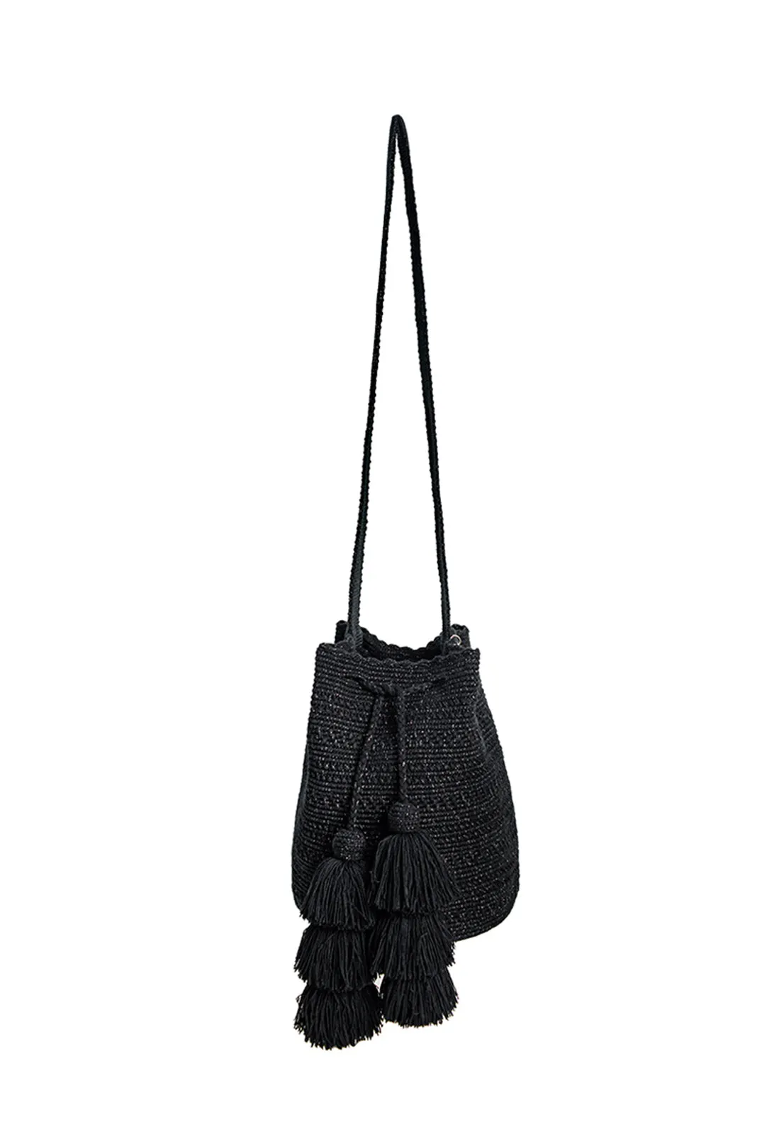 Black Mini Mochila Purse with Tassels