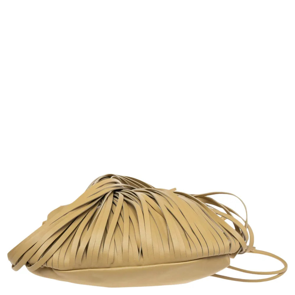 Bottega Veneta Beige Leather Fringe Pouch Hobo