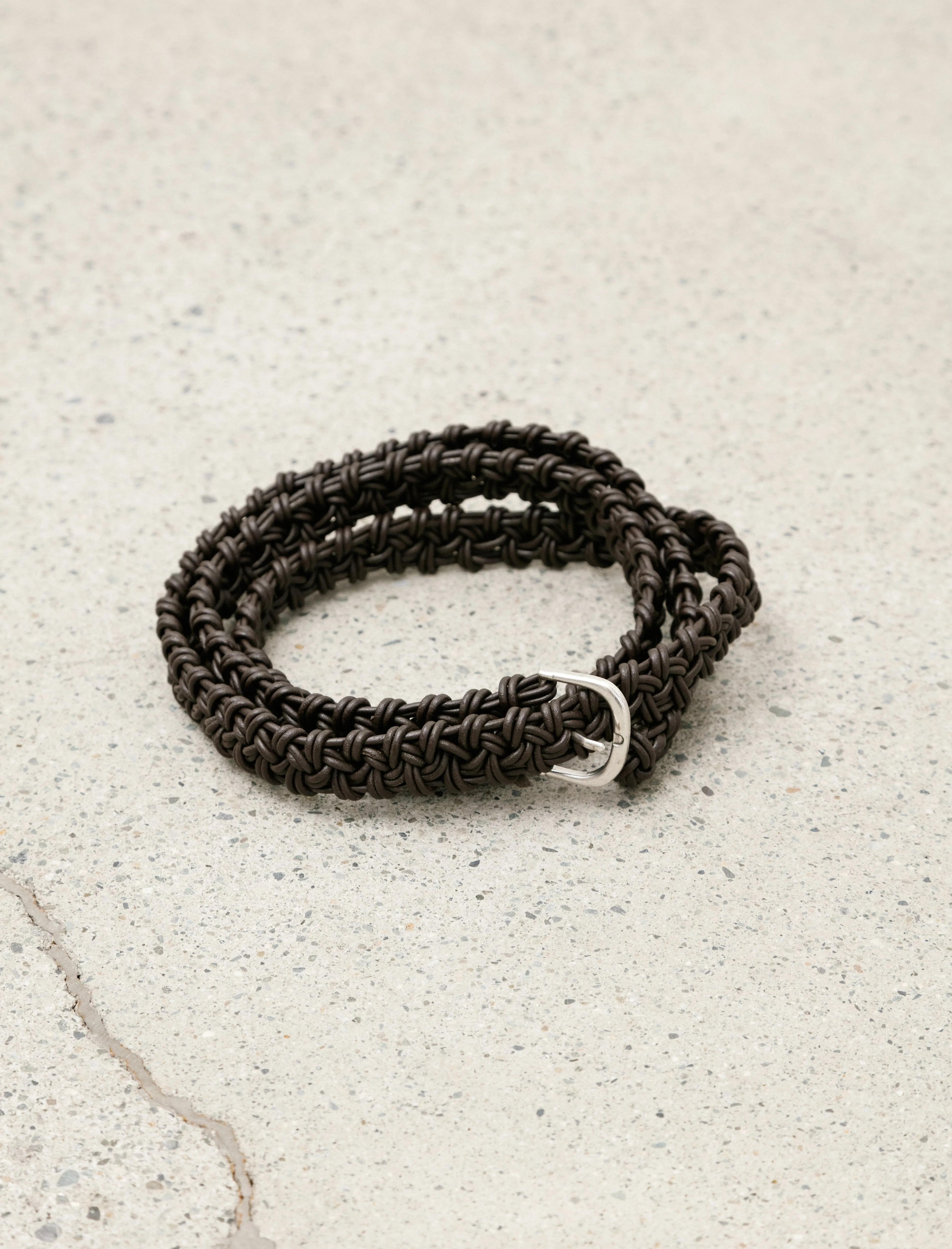 Braided Leather Belt Chocolate Brown