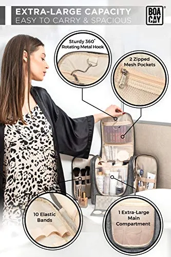 Extra Large Hanging Travel Toiletry Bag for Women and Men, Quartz Grey
