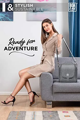 Extra Large Hanging Travel Toiletry Bag for Women and Men, Quartz Grey