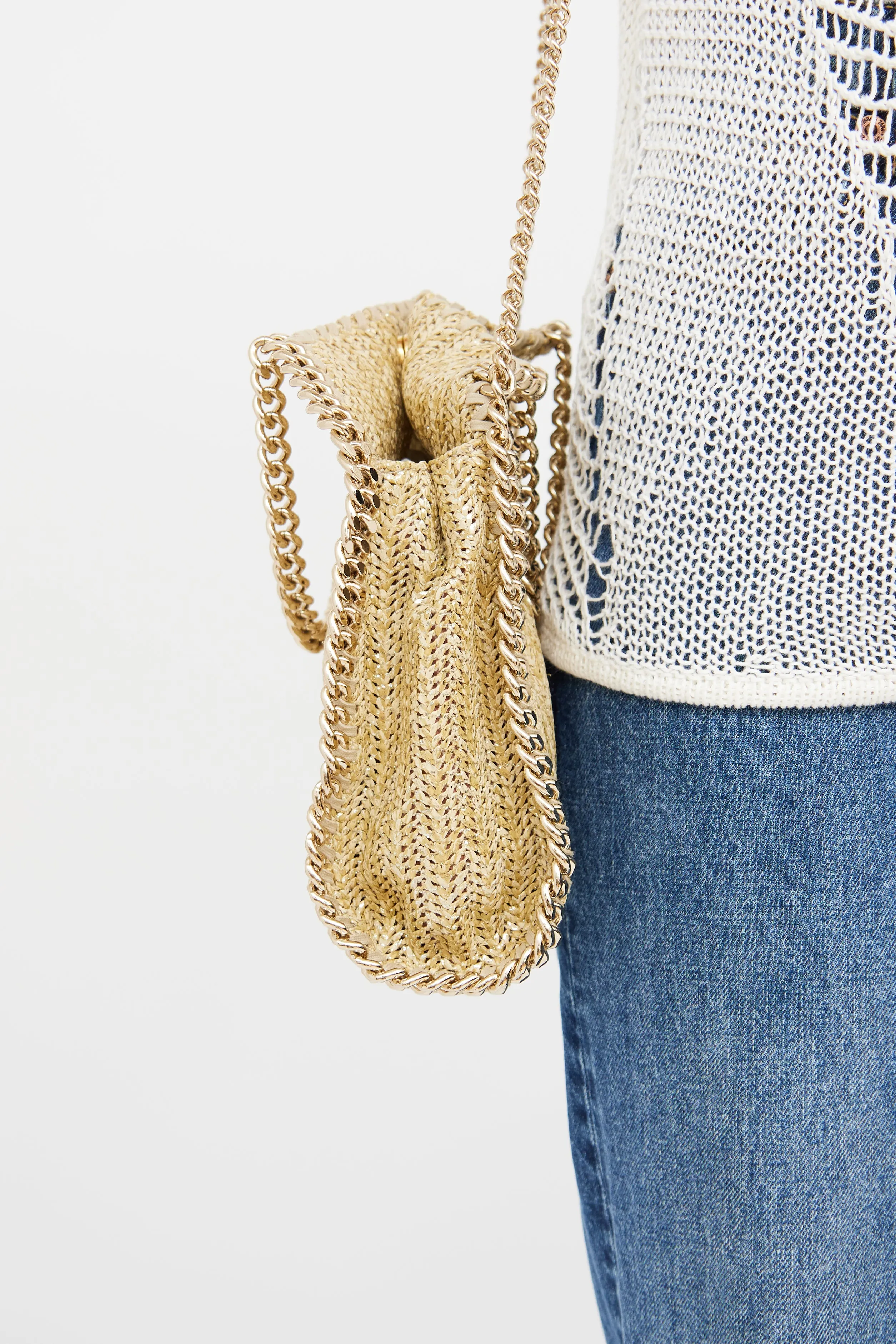 Gold Woven Falabella Bag