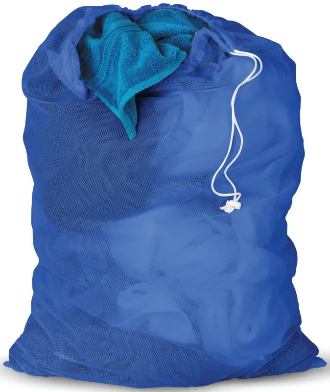Honey-Can-Do LBG-01161 Mesh Laundry Bag, Drawstring Closure, Fabric, Blue :EA: QUANTITY: 10