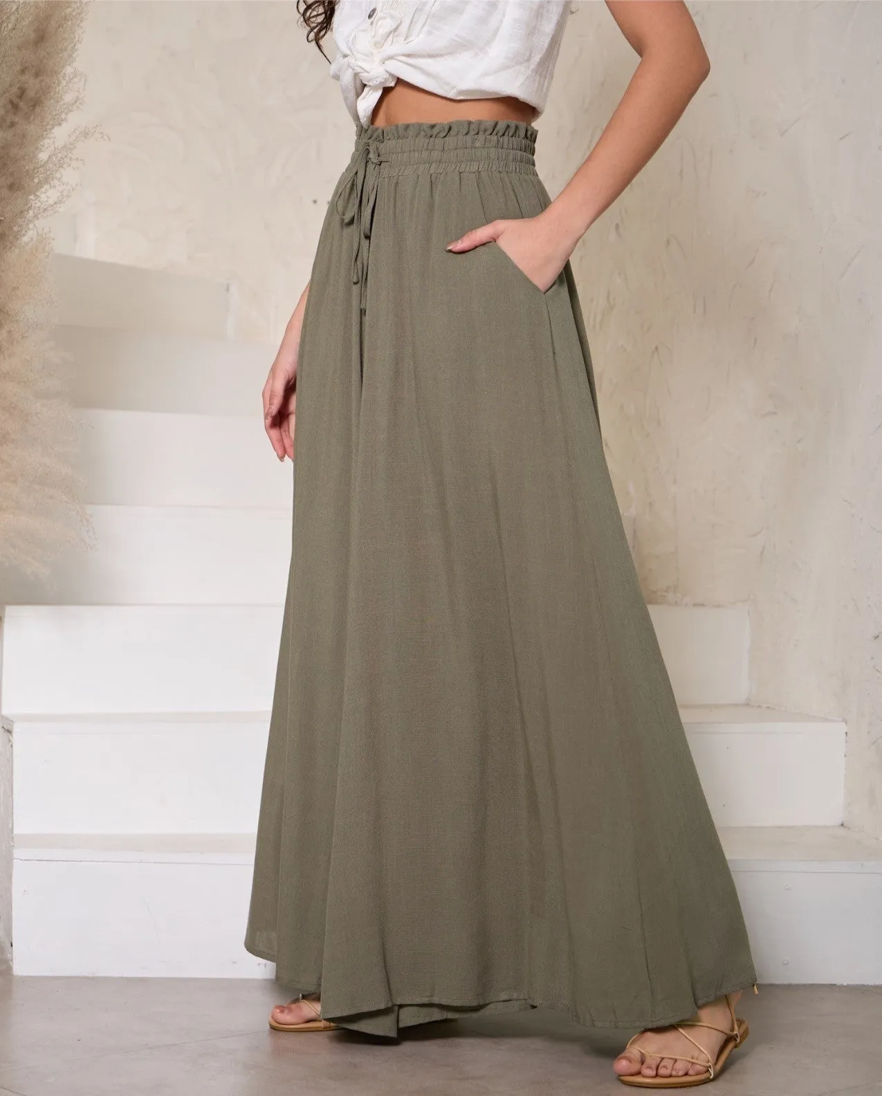 Kaitlyn Wide Leg Pants - Khaki
