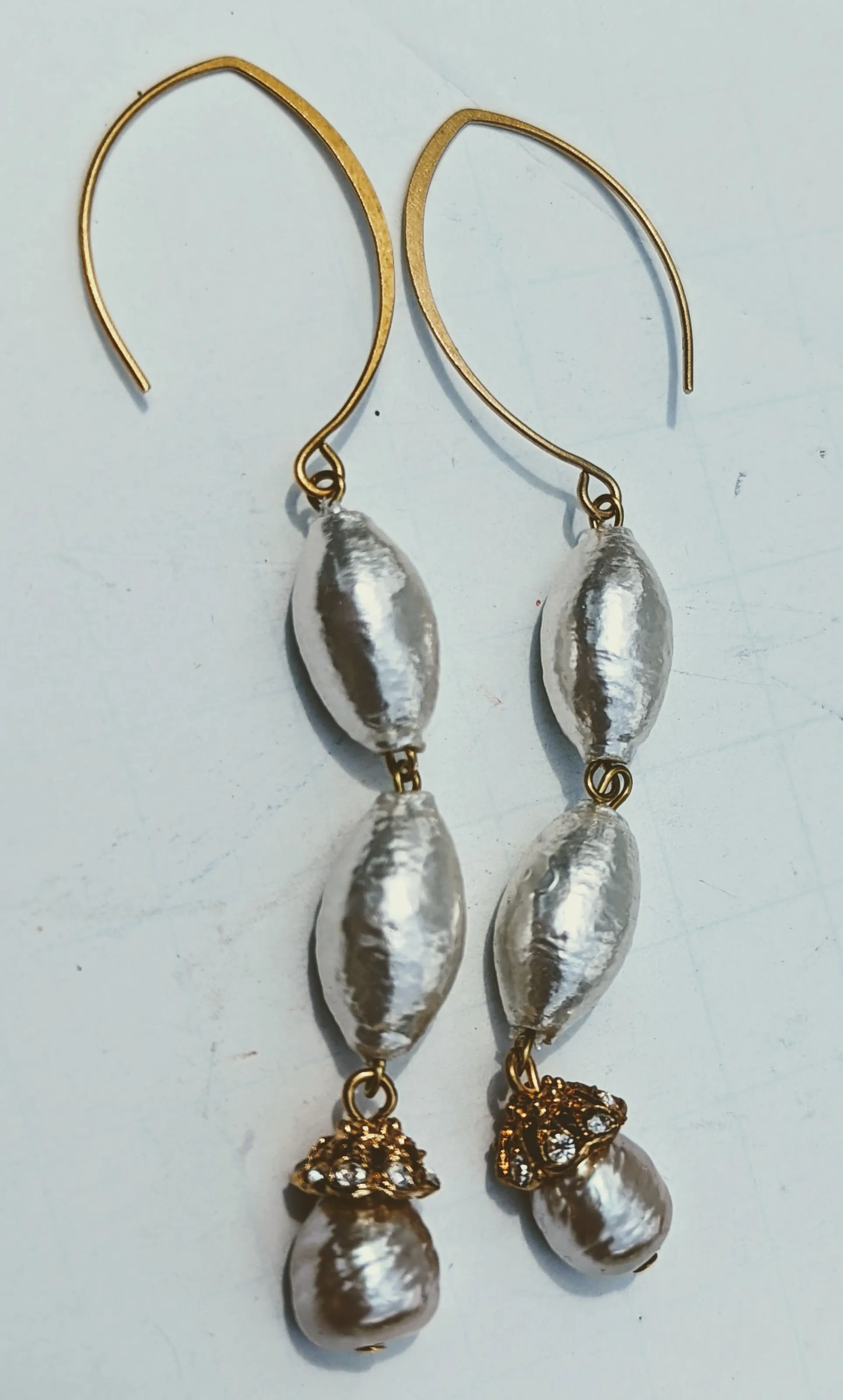 Rare Cotton Pearls Earrings Bridal Gay Isber USA Made with Free Gift Bag
