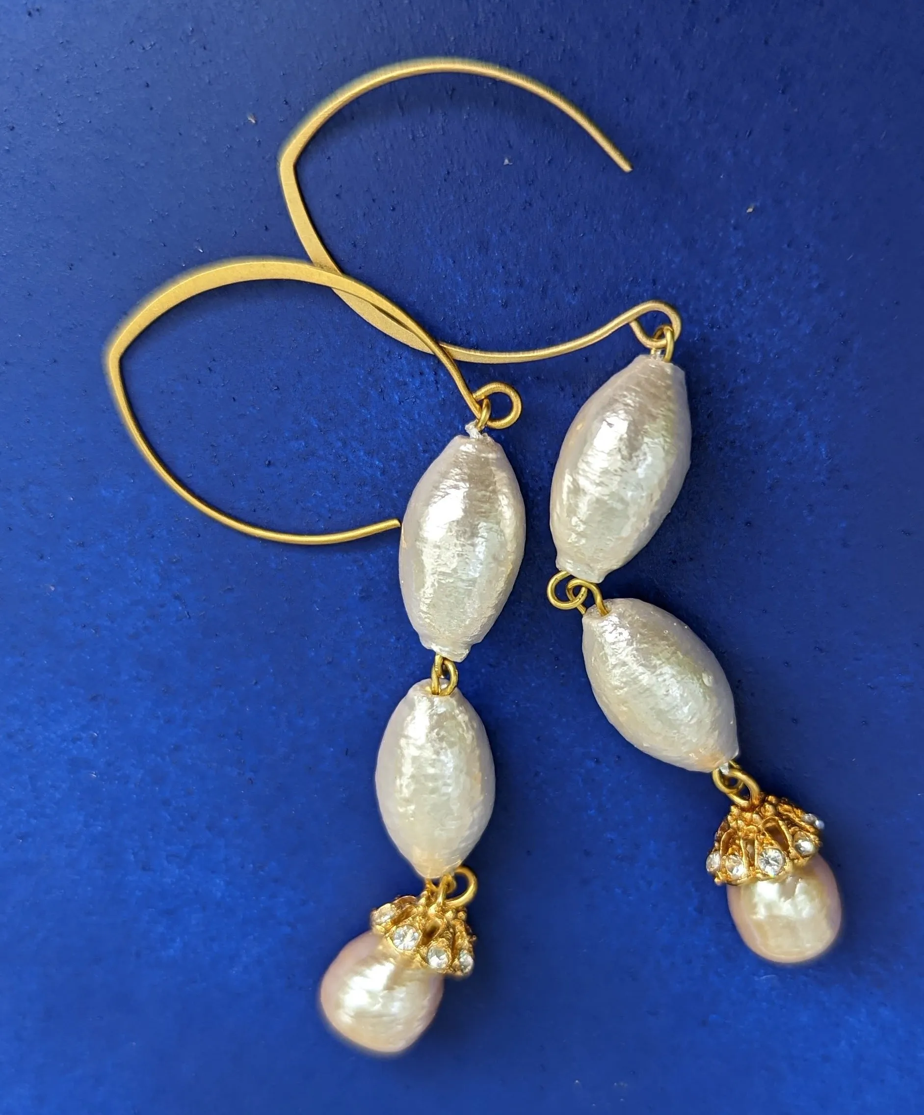 Rare Cotton Pearls Earrings Bridal Gay Isber USA Made with Free Gift Bag