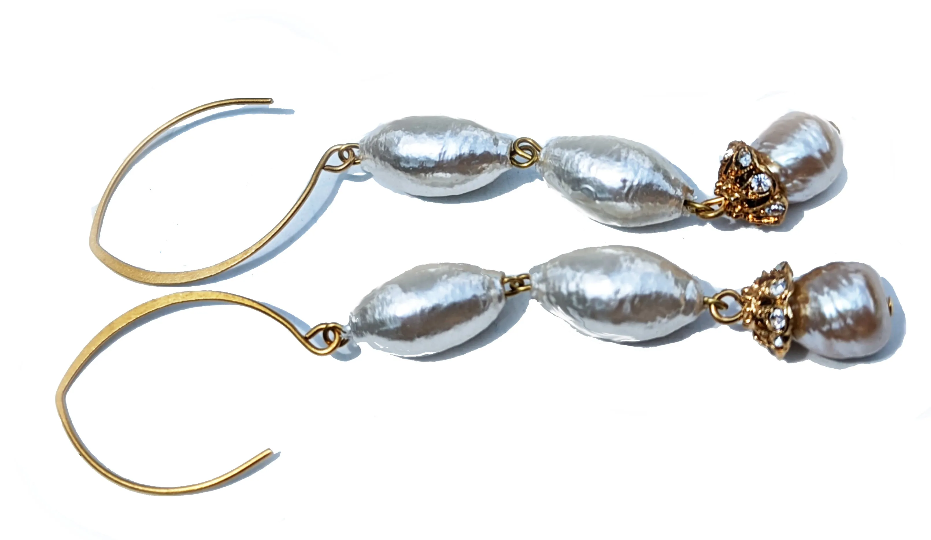 Rare Cotton Pearls Earrings Bridal Gay Isber USA Made with Free Gift Bag
