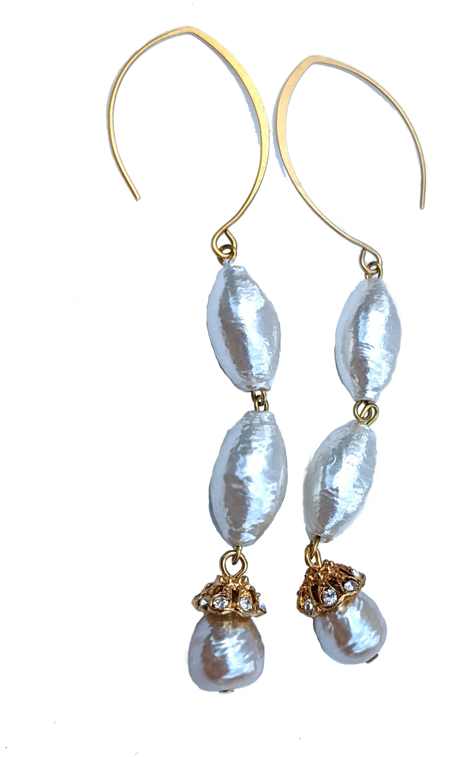 Rare Cotton Pearls Earrings Bridal Gay Isber USA Made with Free Gift Bag