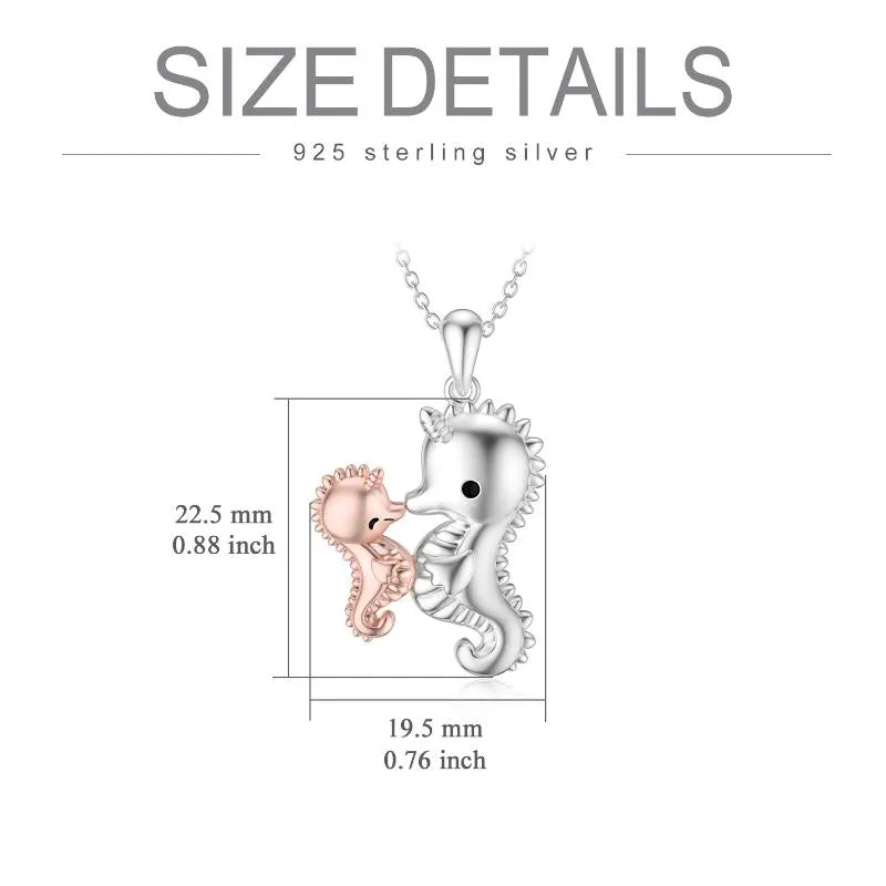 Seahorse Necklace 925 Sterling Silver Hippocampus Pendant Jewelry Gifts for Mom Daughter