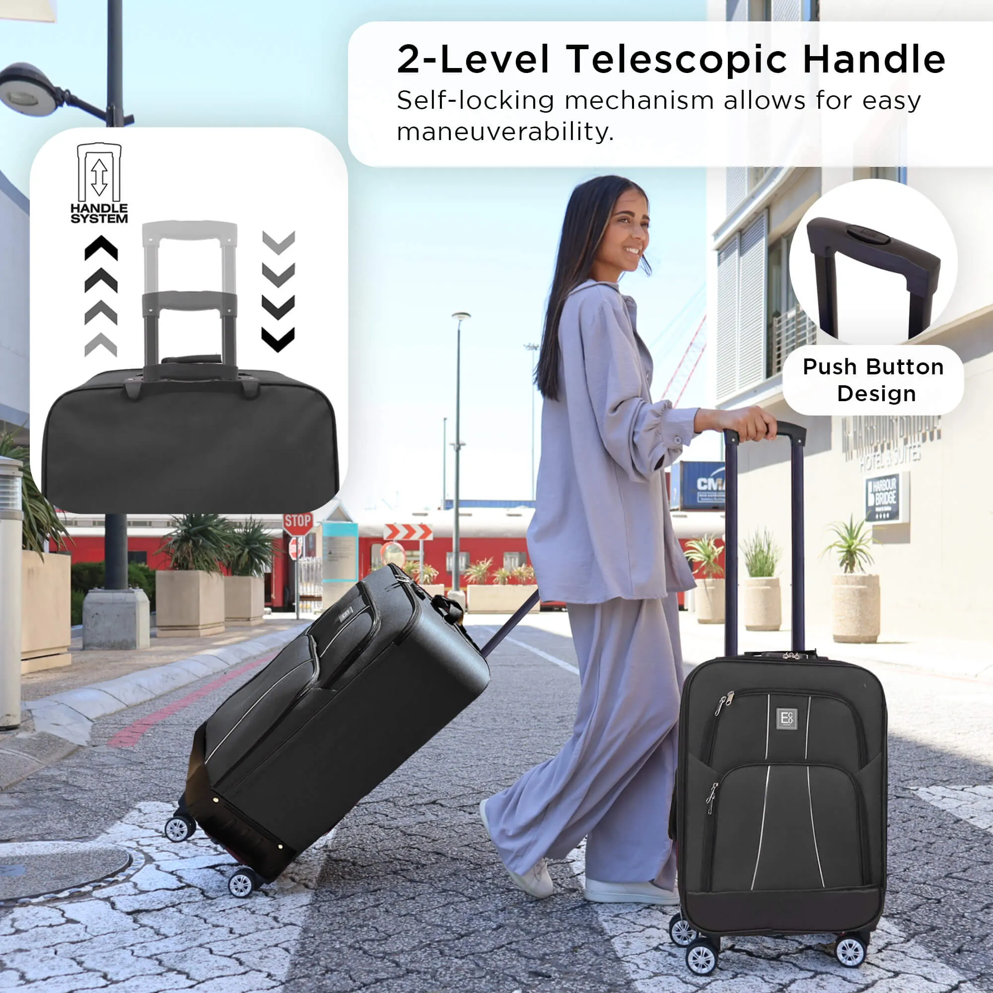 Seville 4 Piece Soft Luggage Set - Black