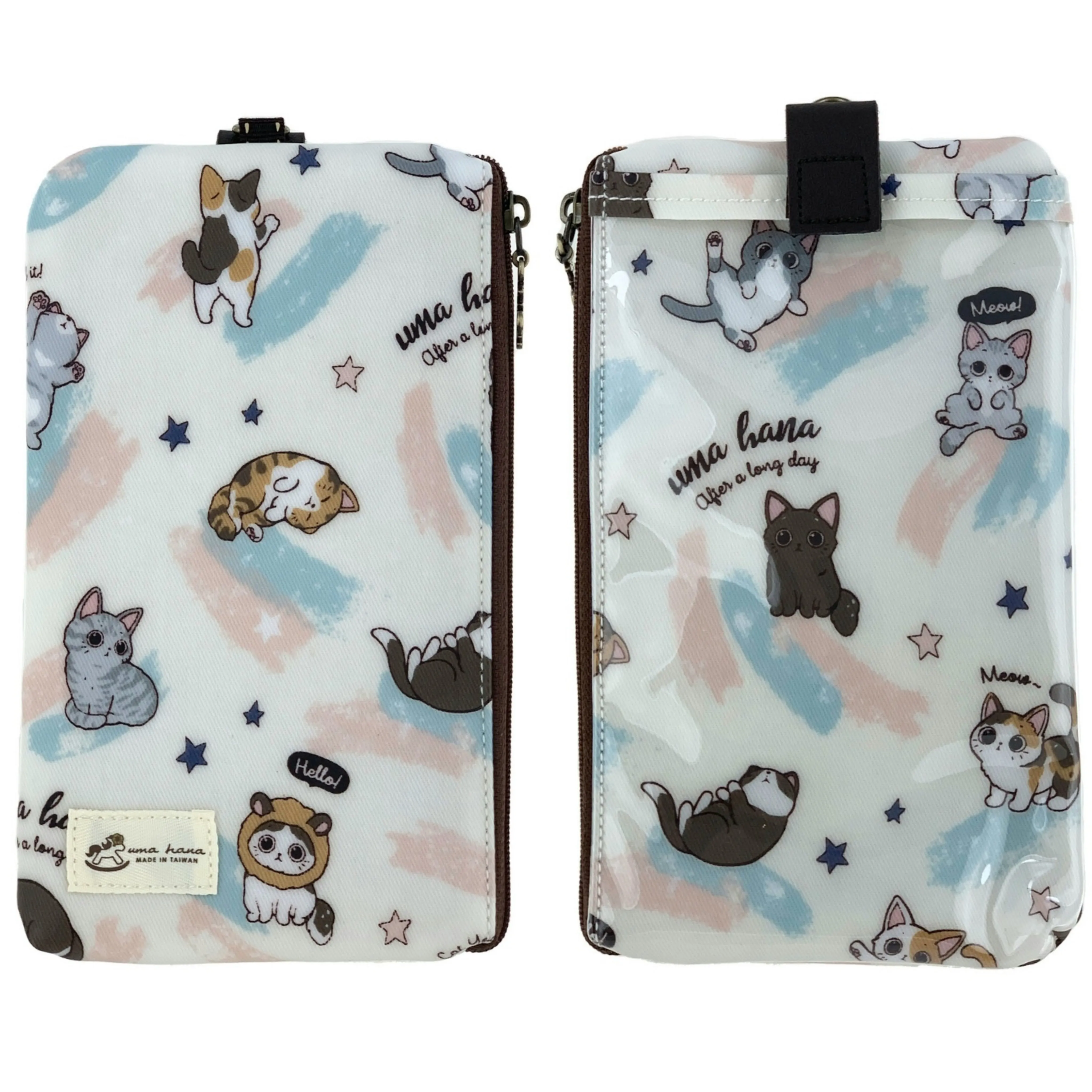 White Cat Yoga Phone Pouch