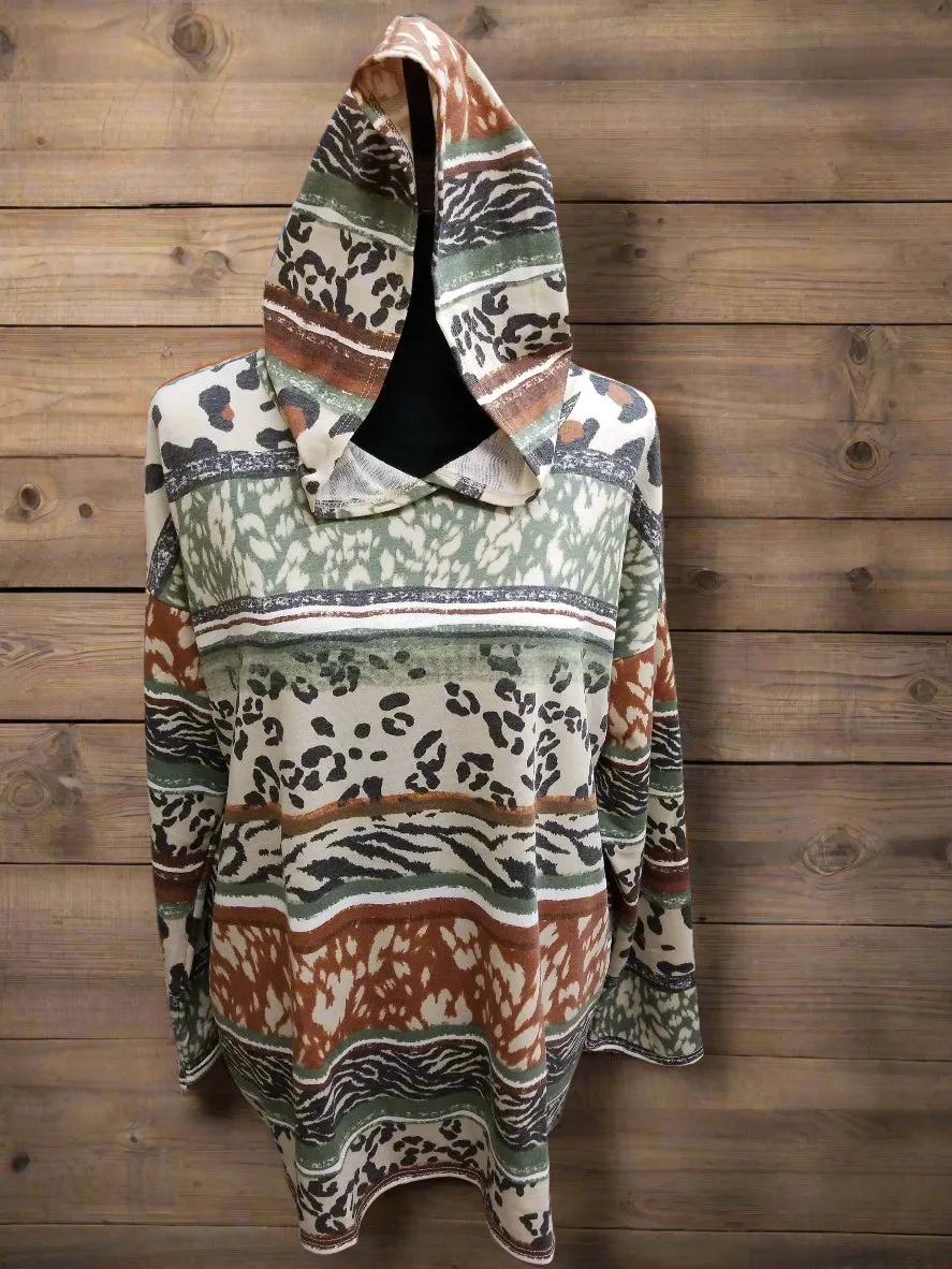 Women's Printed Long Sleeve Hoodie Top 12014